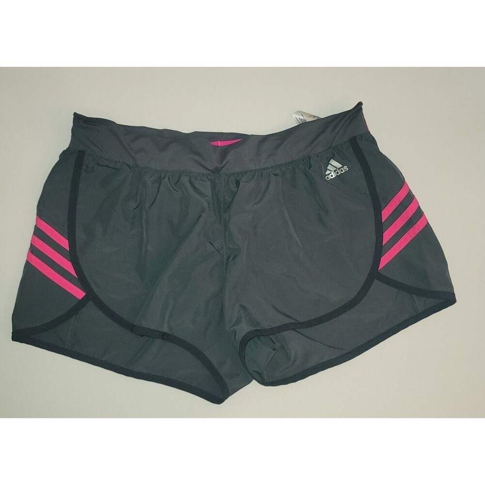 Adidas Womens Sz L Climate Running Shorts Gray & Pink Cross Country Gym